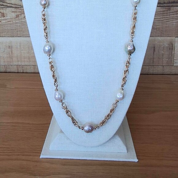 Bronze Italy Jewelry - Vintage Bronze Italy Baroque Pearl Necklace